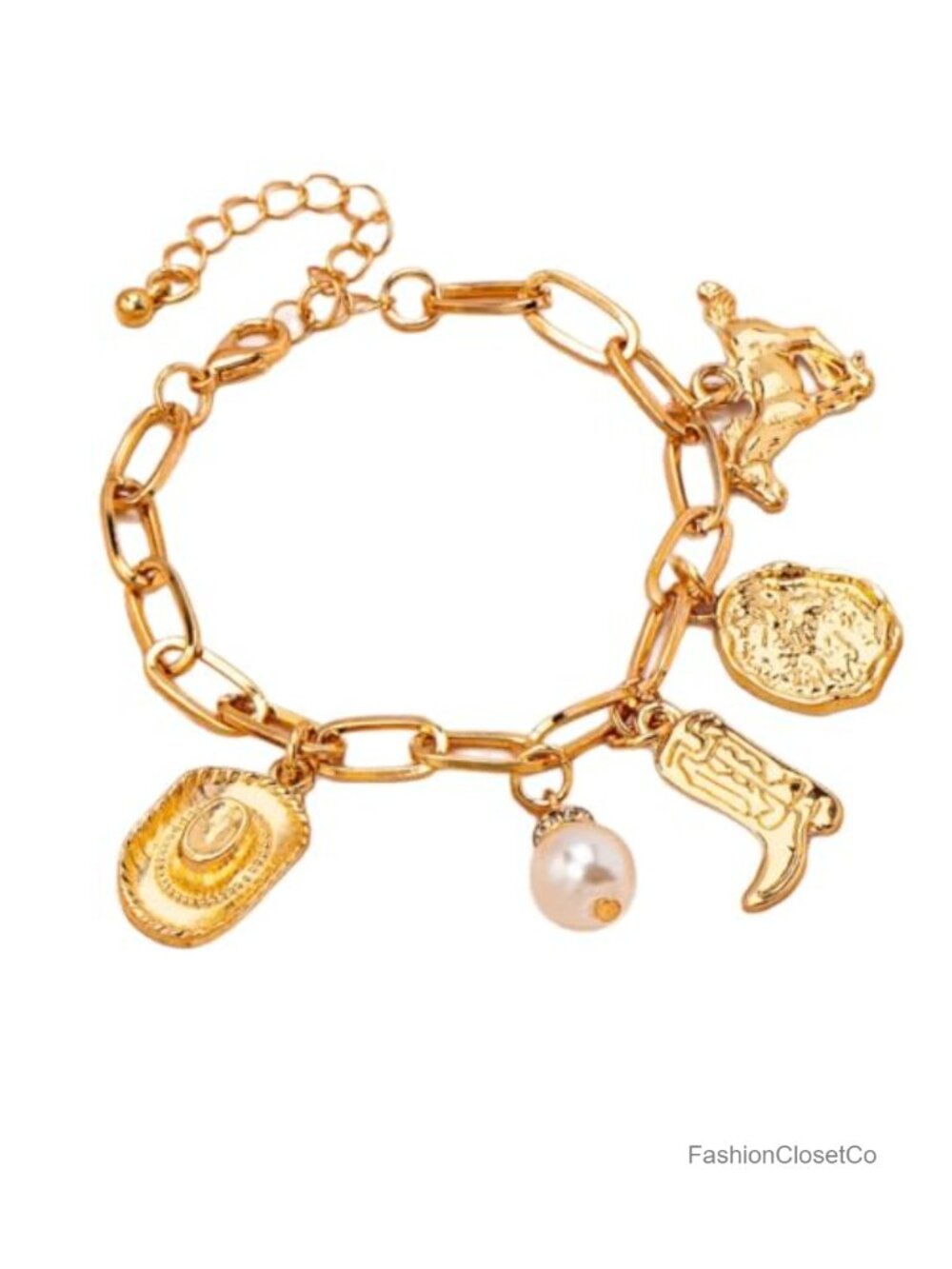 Western Charm Bracelet with Cowboy Hat and Boots